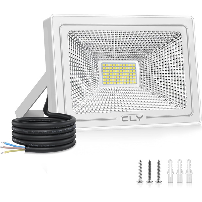 LED прожектор CLY 50Вт, 4300Лм, 6500K, IP66, водонепроникний зовнішній світильник для двору, гаража, саду
