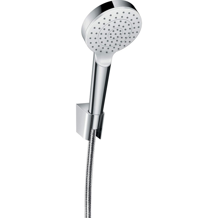 Душовий набір hansgrohe Crometta: лійка, шланг 1,25 м, тримач, білий/хром, 1 режим, 26691400 (набір зі шлангом 1,6 м)