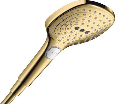 Душова лійка hansgrohe Raindance Select E 120 мм, 3 режими, EcoSmart 9 л/хв, антикальц, квадратна, поліроване золото