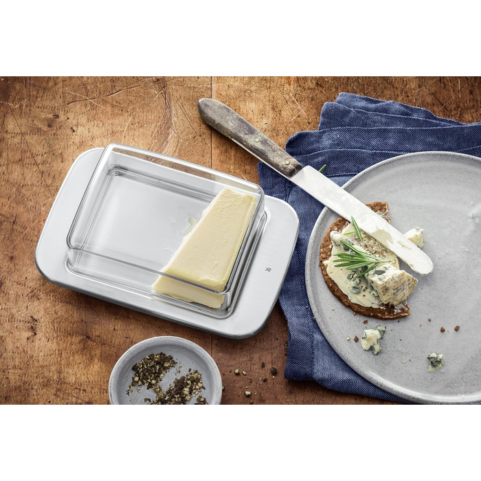 Маслянка WMF Loft Brunch з нержавіючої сталі 11,5x16,8 см з пластиковою кришкою, матова, можна мити в посудомийці