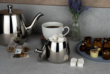 Чайник Café Olé PT-048 преміум-класу з нержавіючої сталі 18/10, 1,4 л, безкапельний носик, порожниста ручка, відкидна кришка, сріблястий