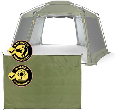 Намет садовий Lumaland Outdoor 2,5x2,5 м водонепроникний з UV-захистом, зелений, з бічною стінкою, сумкою та кілочками, швидке встановлення 2 хвилини, для кемпінгу та вечірок