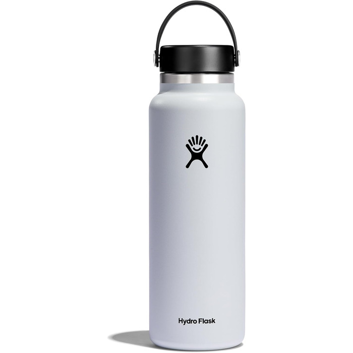 Термос-пляшка HYDRO FLASK 1180 мл з нержавіючої сталі, біла, ізольована, спортивна, з герметичною кришкою та ручкою, підходить для посудомийної машини