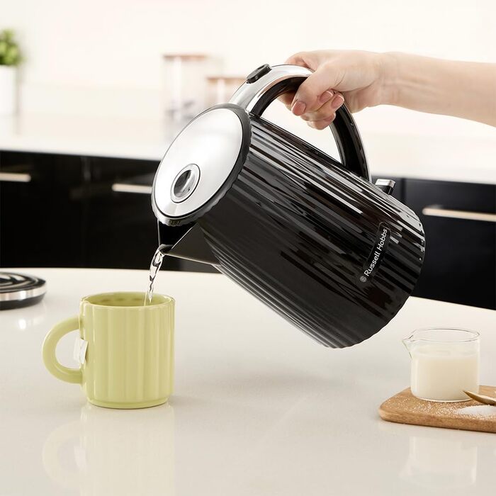 Електрочайник Russell Hobbs Eden 1,7 л, 2400 Вт, білий з нержавіючою вставкою, знімний фільтр від накипу, відкривання кришки кнопкою, індикатор рівня води, підсвічування, BPA-free, модель 27360-70