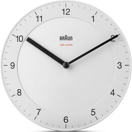 Настінний годинник Braun BC06W-DCF, радіокерований, тиха робота, 20 см, білий, класичний стиль, центральноєвропейський час
