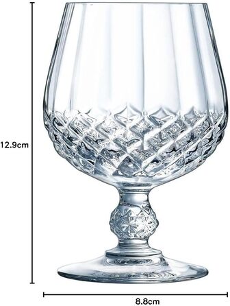 Набір склянок для коньяку Cristal d'Arques Paris Longchamp 320 мл, 6 шт, Kwarx, прозорі, міцні, блискучі