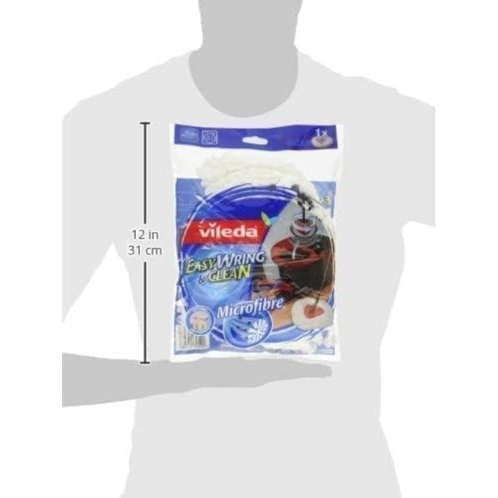 Насадка для швабри Vileda Turbo Easy Wring & Clean Classic, змінна, 3 шт, для всіх твердих підлог, видаляє понад 99% бактерій лише водою