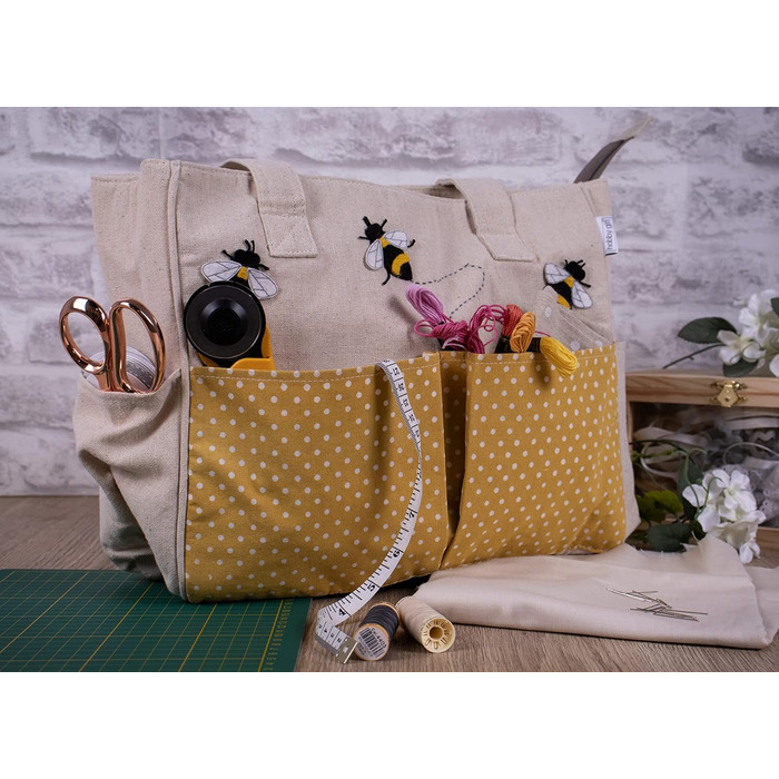 Сумка для рукоділля Hobby Gift, бавовна, з бджолиним принтом, 13x36x31 см
