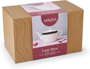 Чайник Mikasa Luxe Deco порцеляновий, 1.1 л, з фільтром, арт-деко, золото, для 4 чашок, підходить для посудомийки