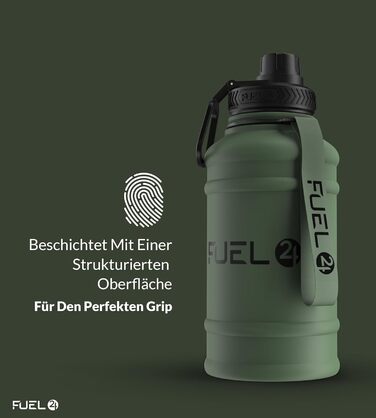 Пляшка для води з нержавіючої сталі 1.3 л та 2.2 л, герметична, BPA Free, міцна спортивна пляшка для дорослих, тренажерний зал, зелена