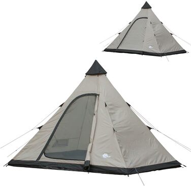 Намет your GEAR Lido Tipi для 3-4 осіб, кемпінговий, з пришитою підлогою, захистом від комах, стоячою висотою, пірамідальний, UV 50+ захист, водостійкість 5000 мм
