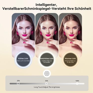 Дорожня косметичка JUSRON з LED дзеркалом, 3 кольори, органайзер для макіяжу з регульованими перегородками, зберігання пензлів, червона, розмір M
