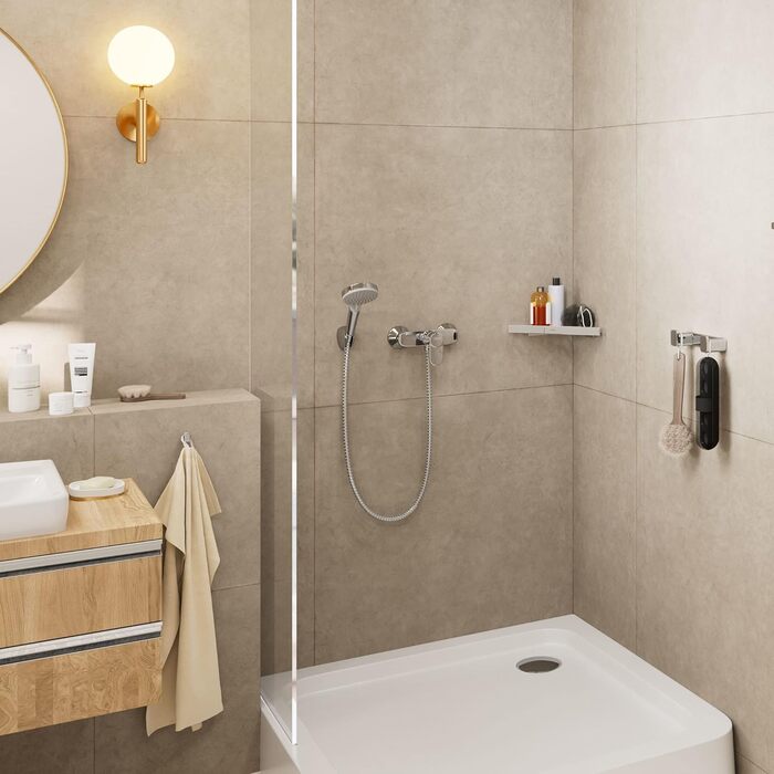 Hansgrohe Vernis Blend – економний душовий набір, кругла лійка 9,7 л/хв (EcoSmart), шланг 1,6 м, тримач, ручна лійка 2 режими, хром