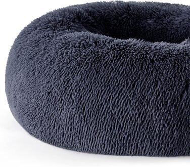Ліжко для котів і собак BEDSURE, м'яке плюшеве, кругле, 80 см, темно-сіре, пране, лежак для домашніх тварин