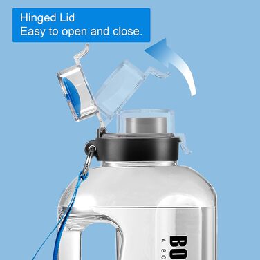 Спортивна пляшка для води 3,5 л з мірною шкалою, герметична, BPA-free, з ручкою та щіткою для очищення, для фітнесу та офісу (біла, 3785 мл)
