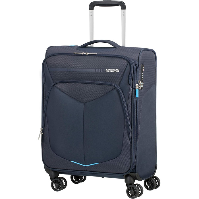 Валіза American Tourister Summerfunk синя, 79 см, 119 л, поліестер, на 4 колесах, розширювана, дорожня сумка для подорожей
