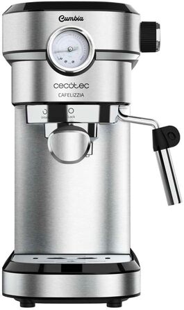Еспресо-машина Cecotec Cafelizzia 790 Steel Pro, 1350Вт, 20 бар, термоблок, манометр, автоматичний режим, для еспресо та капучино, 1,2 л, нержавіюча сталь