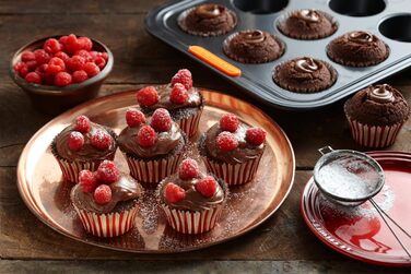 Форма для мафінів Le Creuset на 12 шт, антипригарна, з вуглецевої сталі, стійка до закваски, антрацит/помаранчева
