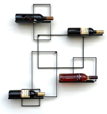 Металевий винний стелаж DanDiBo Black Line, настінний, чорний тримач для пляшок