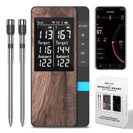 Бездротовий термометр для м'яса Apkezel Bluetooth з подвійним щупом, водонепроникний (IP67), для гриля, духовки та коптильні, із мобільним додатком