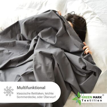 Комплект з 2 класичних простирадл GREEN MARK, 150x250 см, антрацит, 100% бавовна, без резинки
