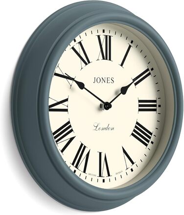 Настінний годинник JONES CLOCKS, класичний круглий, 30 см, зелений, римські цифри, традиційний дизайн для кухні, вітальні чи спальні
