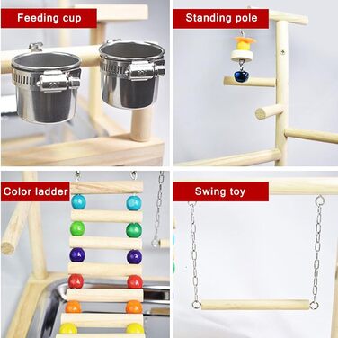 Ігровий стенд для папуг Parrot Playstand, дерев'яний майданчик для птахів, стенд для клітки хвилястого папуги та корелли, 37x26x44 см