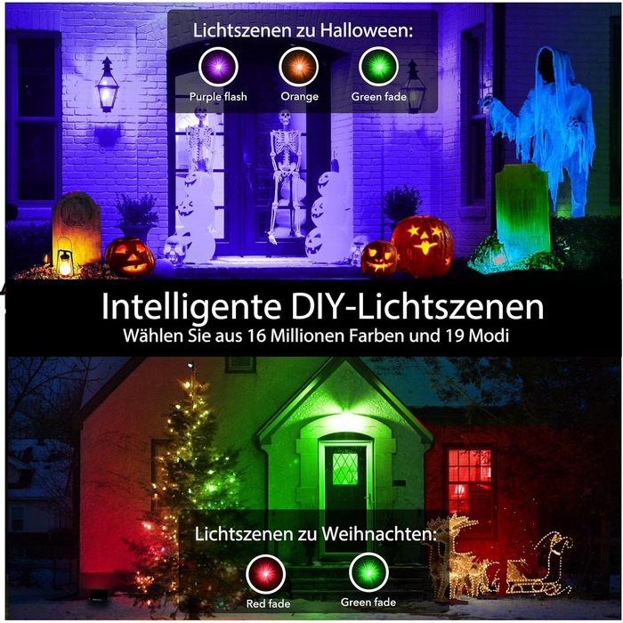 iLC RGB LED прожектор 80 Вт, 16 млн кольорів, таймер, тепле біле світло 2700K, IP66, для вулиці та приміщень, 2 шт.