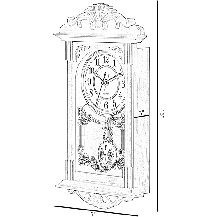 Вінтажний настінний годинник Clockswise з маятником, імітація дерева, пластиковий, на батарейках, декоративний, коричневий, для офісу, дому, вітальні, кухні чи їдальні