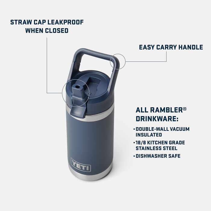 Дитяча пляшка YETI Rambler Jr. 340 мл з трубочкою, морська синь (Agave Teal), термостійка, для води та напоїв