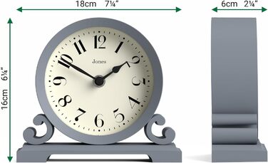 Салонний настільний годинник JONES CLOCKS, класичний подвійний дизайн, зелений, сучасний стиль для столу, полиці чи тумбочки (морський колір)
