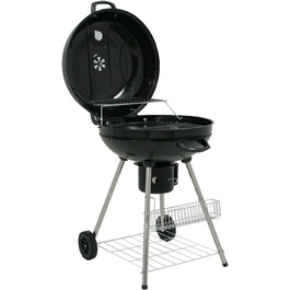 Кульовий гриль BBQ-Toro 57 см з термометром, круглий вугільний гриль із кришкою для барбекю