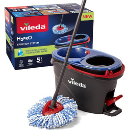 Набір швабра Vileda H2PrO з відром, система подвійних баків, мікрофібра, легке віджимання, розділення чистої та брудної води, ергономічний дизайн