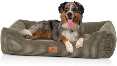 Ліжко для собак Knuffelwuff Olivia XL з кордура, 105x75 см, хакі, знімний чохол, придатний для прання, для великих, середніх і малих собак