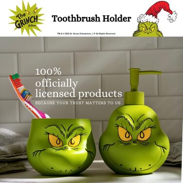 Підставка-органайзер для пензлів і ручок The Grinch, ліцензія Dr. Seuss, Franco, колекційна для макіяжу та канцелярії
