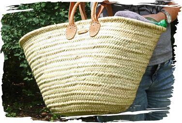 Великий плетений кошик Ibizakorb Felex для покупок і пляжу, натуральний, 55x15x32 см