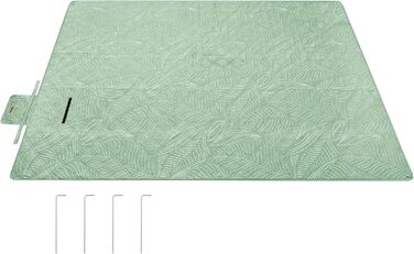 Пікнік-ковдра SONGMICS 300x200 см, водонепроникна, з 4 кілочками, машинне прання, складана, для парку, саду, пляжу, колір хакі з тропічним візерунком
