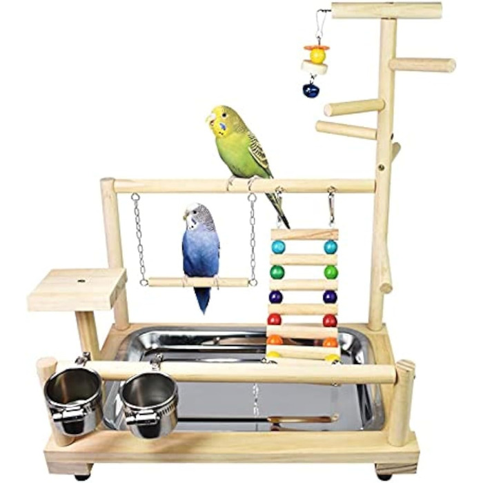 Ігровий стенд для папуг Parrot Playstand, дерев'яний майданчик для птахів, стенд для клітки хвилястого папуги та корелли, 37x26x44 см