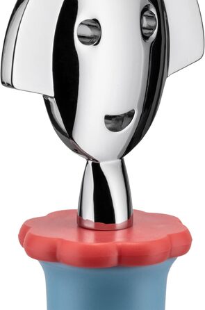 Пробка для пляшки Alessi ANNA STOP 2, EVA, хромований замак, 4 см, блакитна