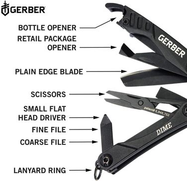 Мультитул Gerber Dime 12 в 1, кишеньковий, чорний