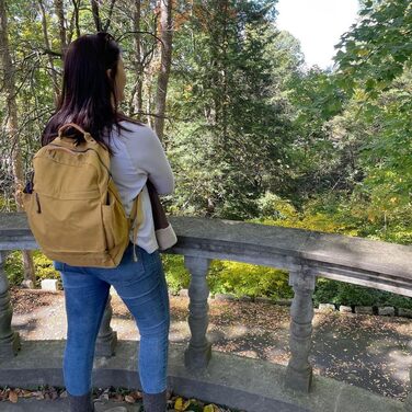 Рюкзак Gootium з бавовняного канвасу, вінтажний стиль, жіночий та чоловічий, з блискавкою, для подорожей і міста, колір хакі