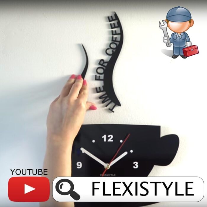 Настінний годинник FLEXISTYLE чорний 3D з римськими цифрами для кухні, сучасний дизайн, декор, 32x19 см