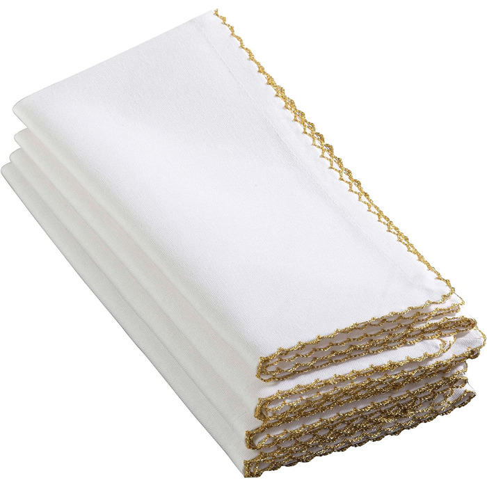 Серветки для столу SARO LIFESTYLE Recotting Collection, золоті, 4 шт, 20'' квадрат, з декоративною обробкою