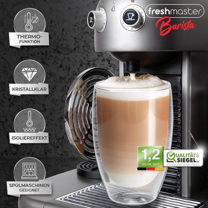 Набір подвійних термосклянок для латте макіато Barista, 400 мл, преміум-якість, 6 шт.