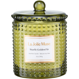 Ароматична свічка LA JOLIE MUSE Starlit Golden Fir, 75 годин, з ароматом кедра та ялиці, святкова подарункова свічка для дому, 10 унцій