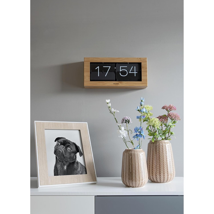 Годинник Karlsson Flip XL настільний і настінний, бамбук, 17,5×37×9 см