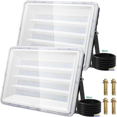 Світлодіодний прожектор Viugreum 150W, 2 шт, 15000Лм, IP66, холодне біле світло 6500K, для вулиці, гаража, чорний, кабель 80см