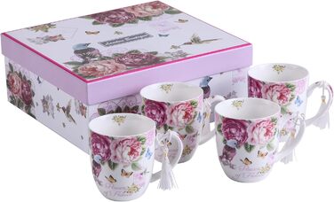 Набір кавових кружок London Boutique, вінтажний стиль, 4 шт.