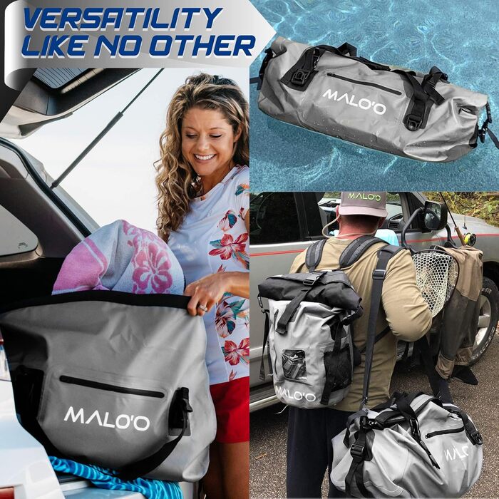 Водонепроникна сумка Malo'o Rolltop Duffel 40/60/100 л для спорту, кемпінгу, риболовлі, каякінгу, плавання, пляжу, з внутрішніми і зовнішніми кишенями