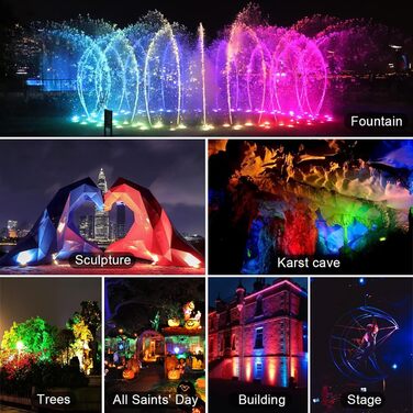 Світлодіодний RGB прожектор MEIHUA 60W з пультом, IP66, 10 кольорів, 12 режимів, таймер, для саду, ландшафту, вулиці